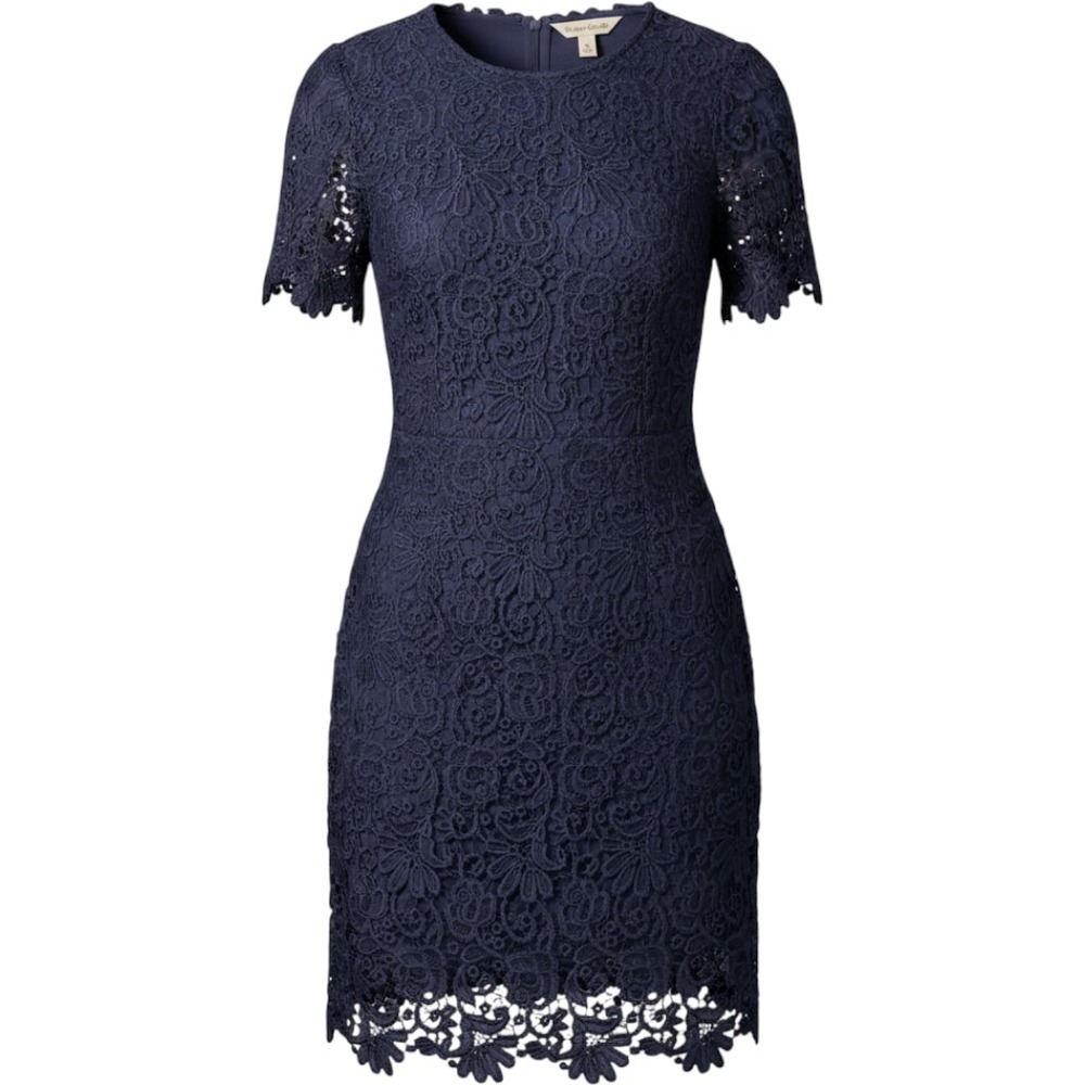 Drapers & Damons Womens Sheath Dress S Navy Floral Guipure Lace Elegant Classic